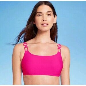 Shade & Shore Women's Bikini Top Size 36C Ring Detail Hidden Underwire Pink